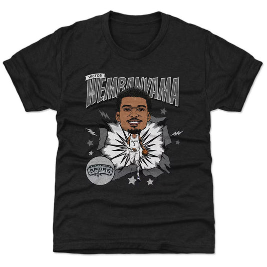 Unisex San Antonio Spurs Victor Wembanyama Heather Black Retro Caricature Graphic Shirt for Basketball Fans