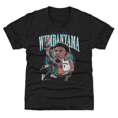 Unisex San Antonio Spurs Victor Wembanyama Heather Black Trio Caricature Graphic Shirt for Basketball Fans