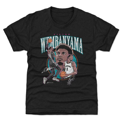 Unisex San Antonio Spurs Victor Wembanyama Heather Black Trio Caricature Graphic Shirt for Basketball Fans
