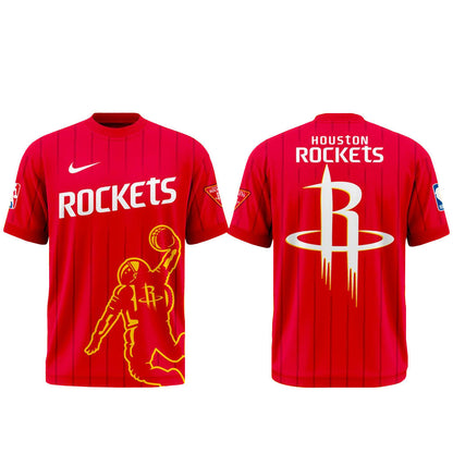 Unisex Houston Rockets 2026 Season With Fire Graphic Shirt for Basketball Fans