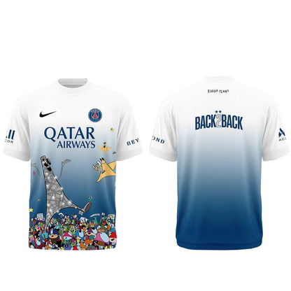 Unisex Paris Saint Germain x Edgar Plans 2026 Champions League Back 2 Back Graphic Shirt for Soccer Fans