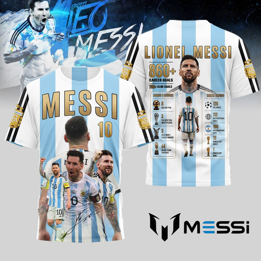 Unisex Lionel Messi Argentina 860 Career Goals Graphic Shirt for Soccer Fans