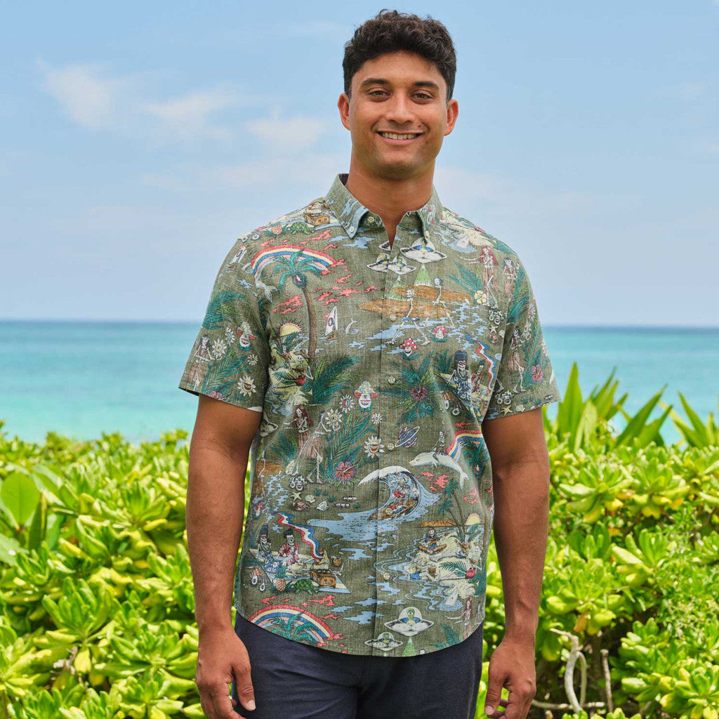 Far Out Dusty Olive Hawaiian Shirt