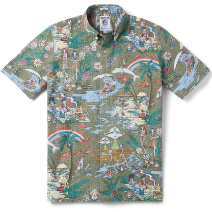 Grateful Dead Far Out Dusty Olive Hawaiian Shirt