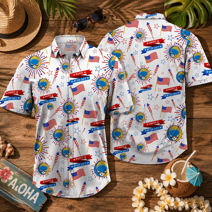 Psychedelic 4th of July American Flag Hawaiian Shirt