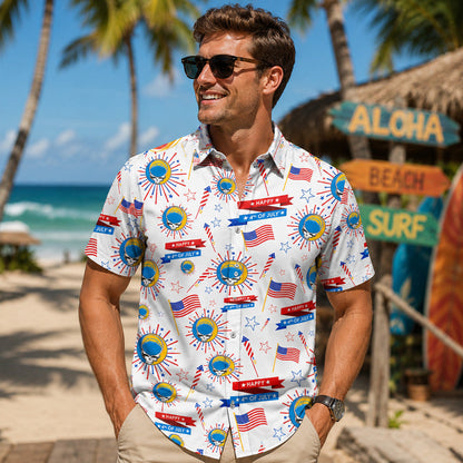 Psychedelic 4th of July American Flag Hawaiian Shirt