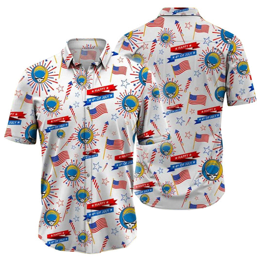 Grateful Dead 4th of July American Flag Patriotic Hawaiian Shirt