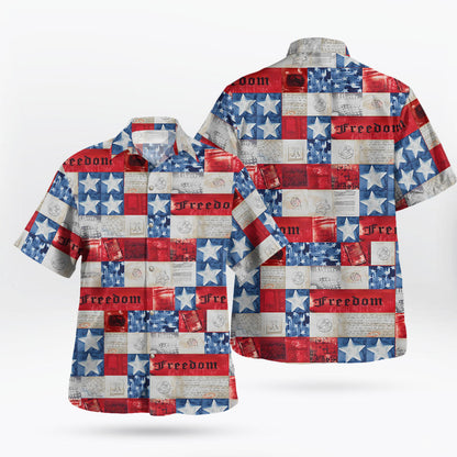 Vintage American Freedom Patriotic Hawaiian Shirt