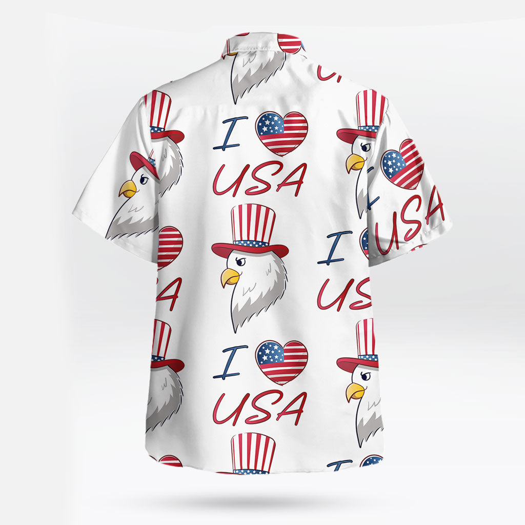 I Love USA Patriotic Eagle Vibe Hawaiian Shirt