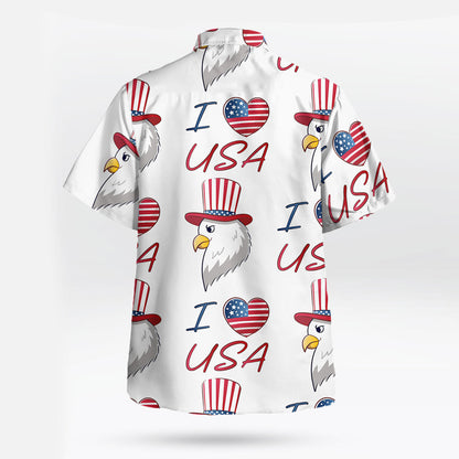 I Love USA Patriotic Eagle Vibe Hawaiian Shirt