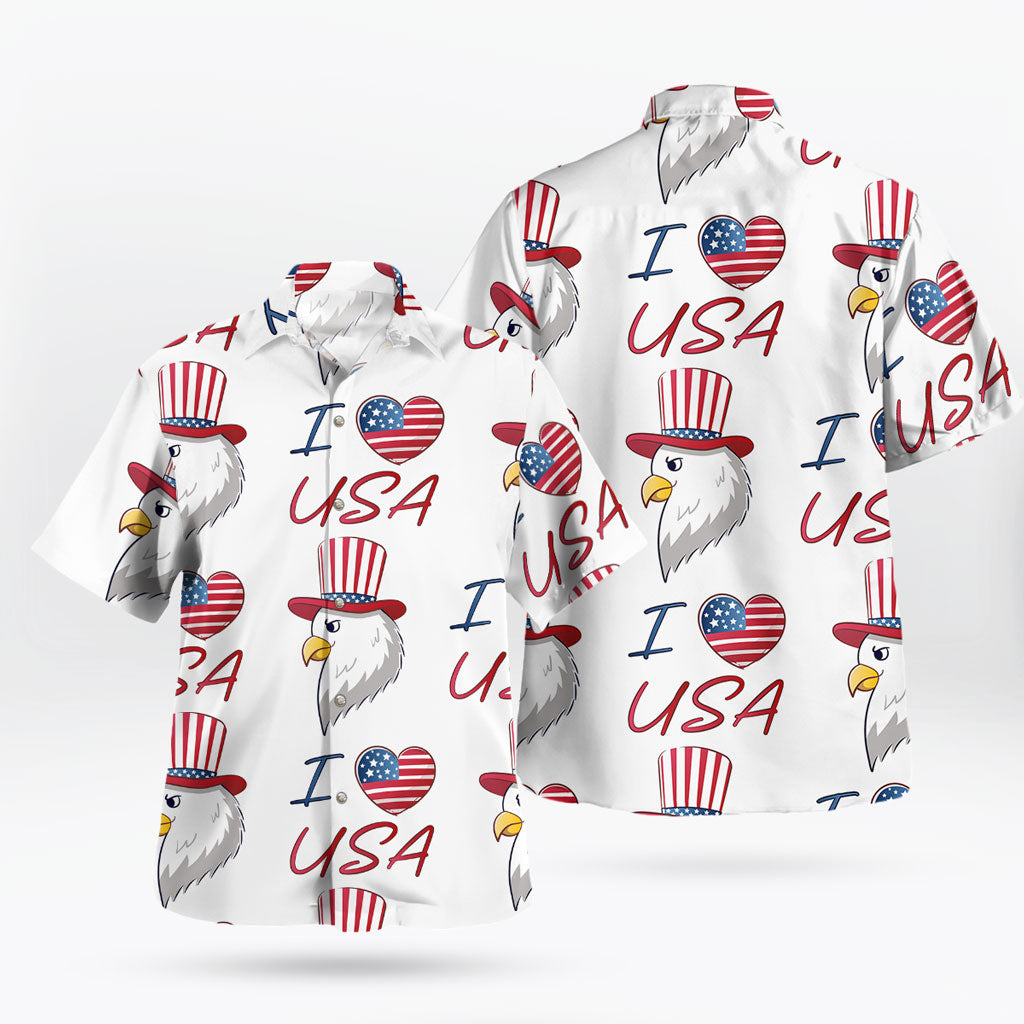 I Love USA Patriotic Eagle Vibe Hawaiian Shirt