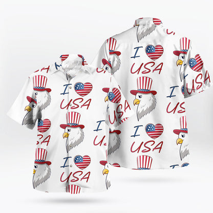 I Love USA Patriotic Eagle Vibe Hawaiian Shirt