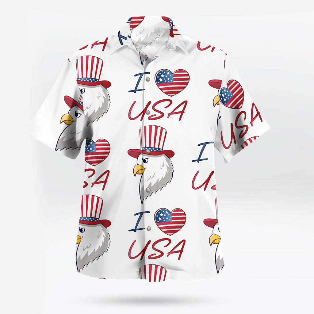 I Love USA Patriotic Eagle Vibe Hawaiian Shirt