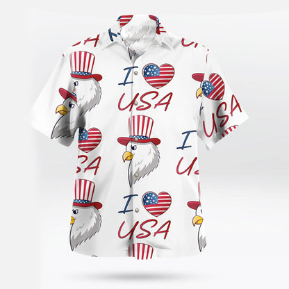 I Love USA Patriotic Eagle Vibe Hawaiian Shirt