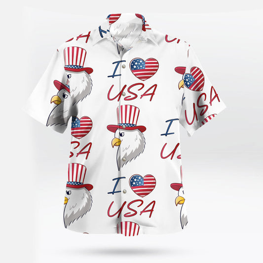 I Love USA Patriotic Eagle Vibe Hawaiian Shirt