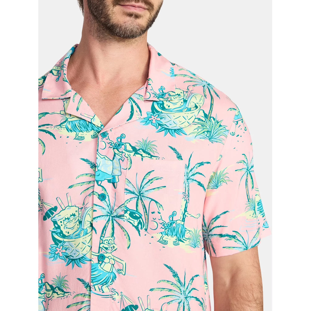 Pink Cartoon Sea Character Hawaiian Shirt
