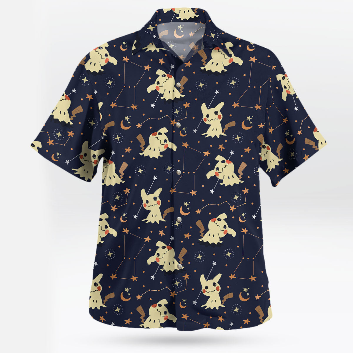 Mimikyu Night Sky Hawaiian Shirt Pokemon Inspired Starry Aloha Style