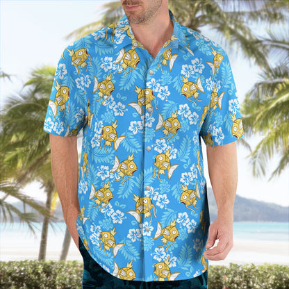 Yellow Fish Blue Tropical Hawaiian Shirt