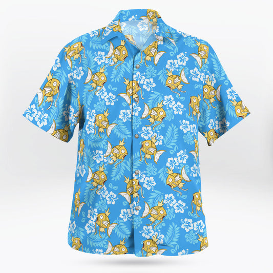 Yellow Magikarp Pokemon Blue Hawaiian Shirt