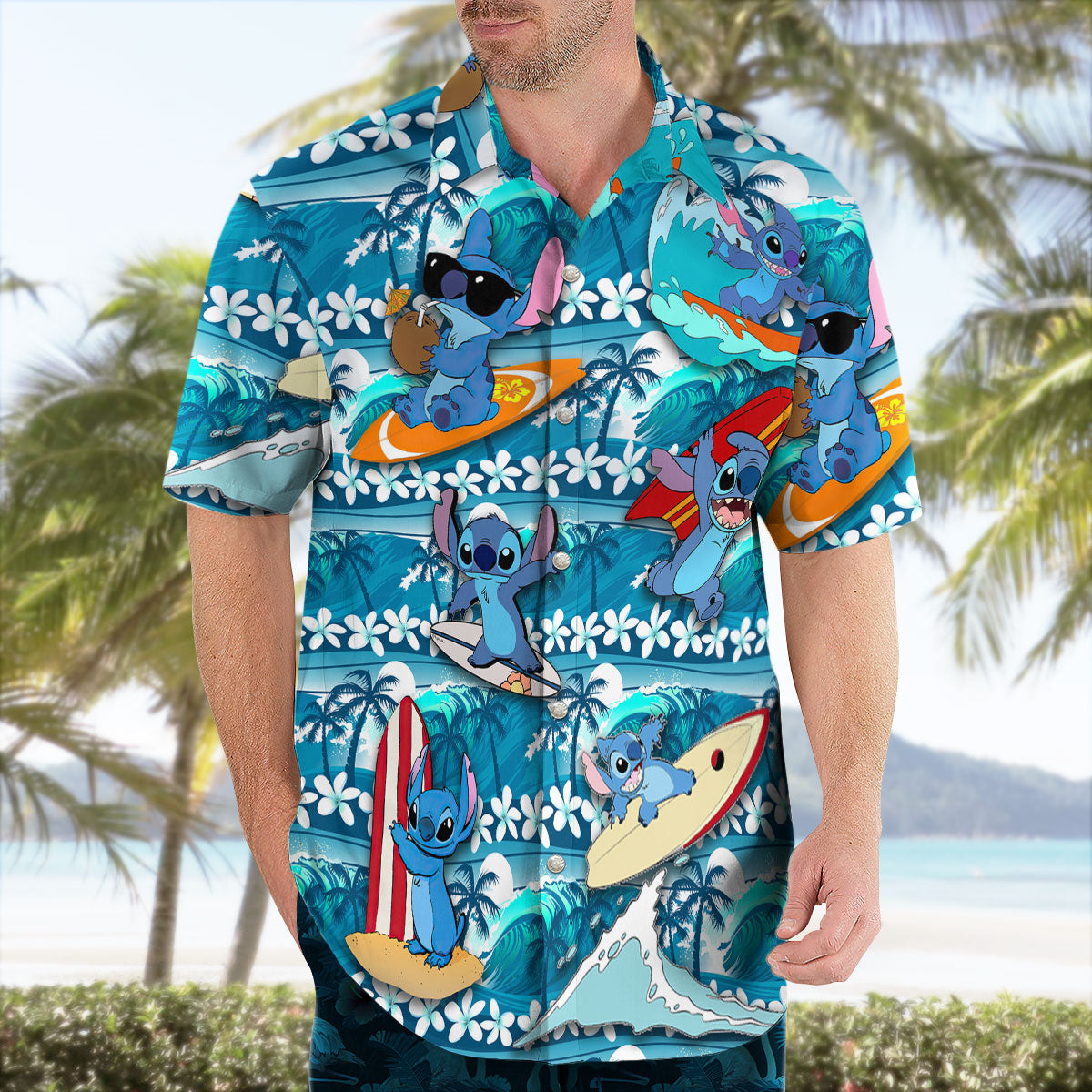 Blue Surfing Tropical Aloha Hawaiian Shirt