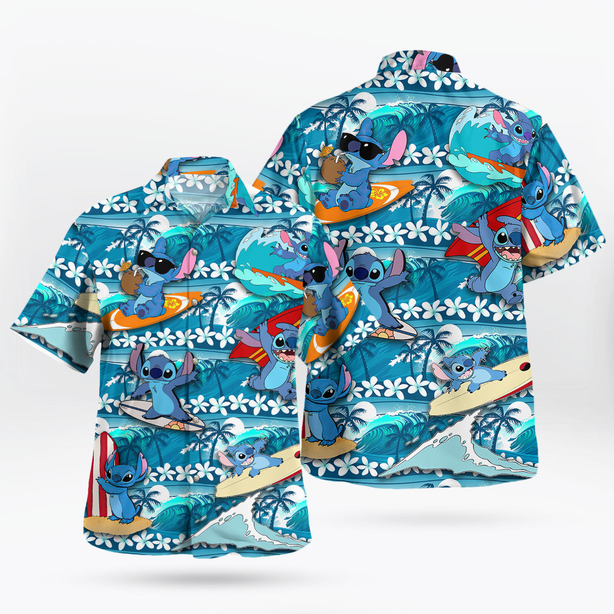 Blue Surfing Tropical Aloha Hawaiian Shirt