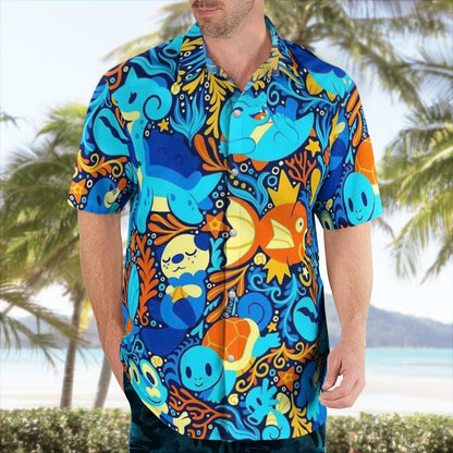 Water Pokemon Magikarp Lapras Aloha Shirts For Men Women
