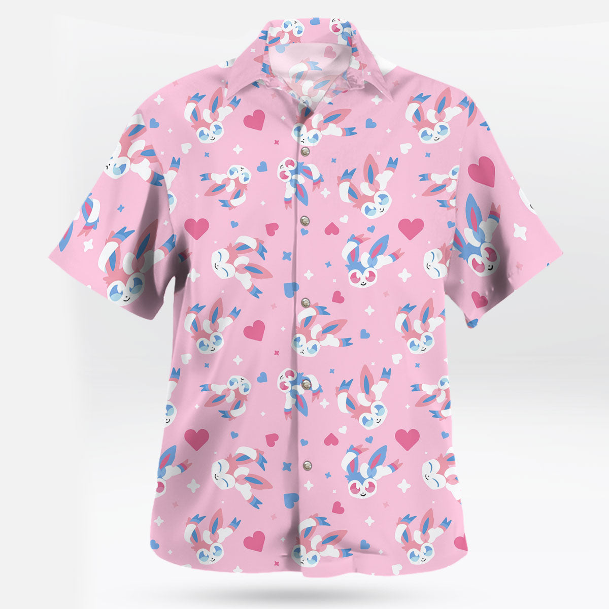 Sylveon Pattern Hawaiian Shirt Sweet Pink Tropical Vibes