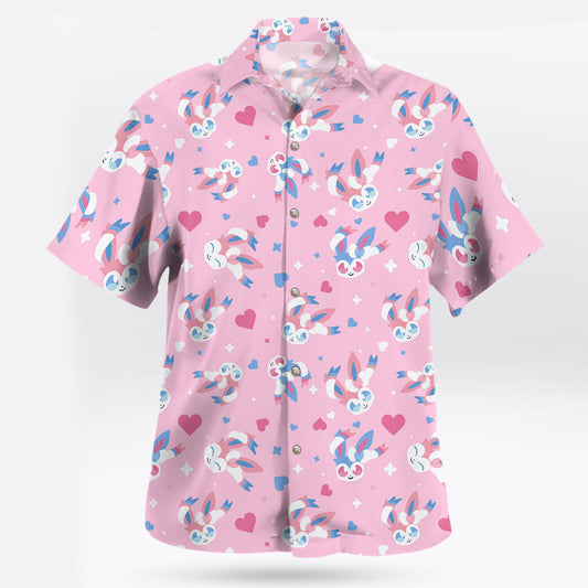 Sylveon Pattern Hawaiian Shirt Sweet Pink Tropical Vibes