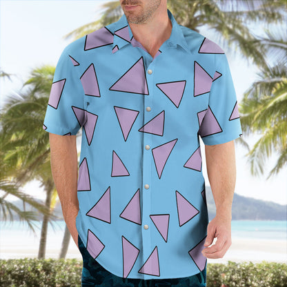 Purple Triangle Retro Cartoon Hawaiian Shirt
