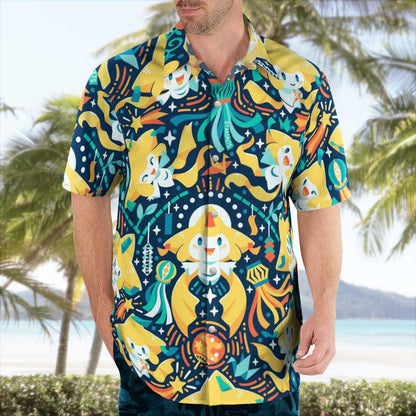 Cute Star Creature Button-Up Hawaiian Shirt