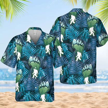 Bigfoot Blue Tropical Hawaiian Shirt