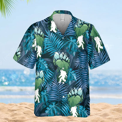 Bigfoot Blue Tropical Hawaiian Shirt