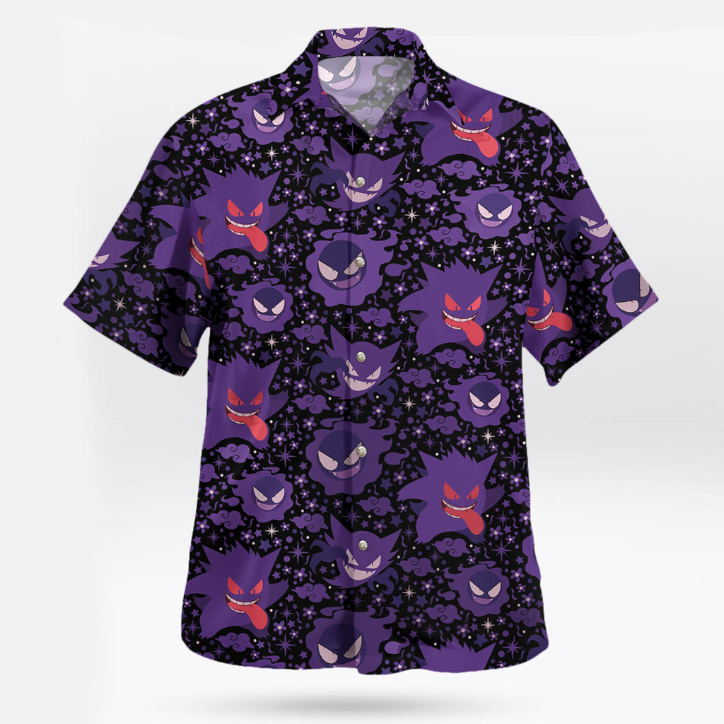 Ghost Creature Anime Button-Up Hawaiian Shirt