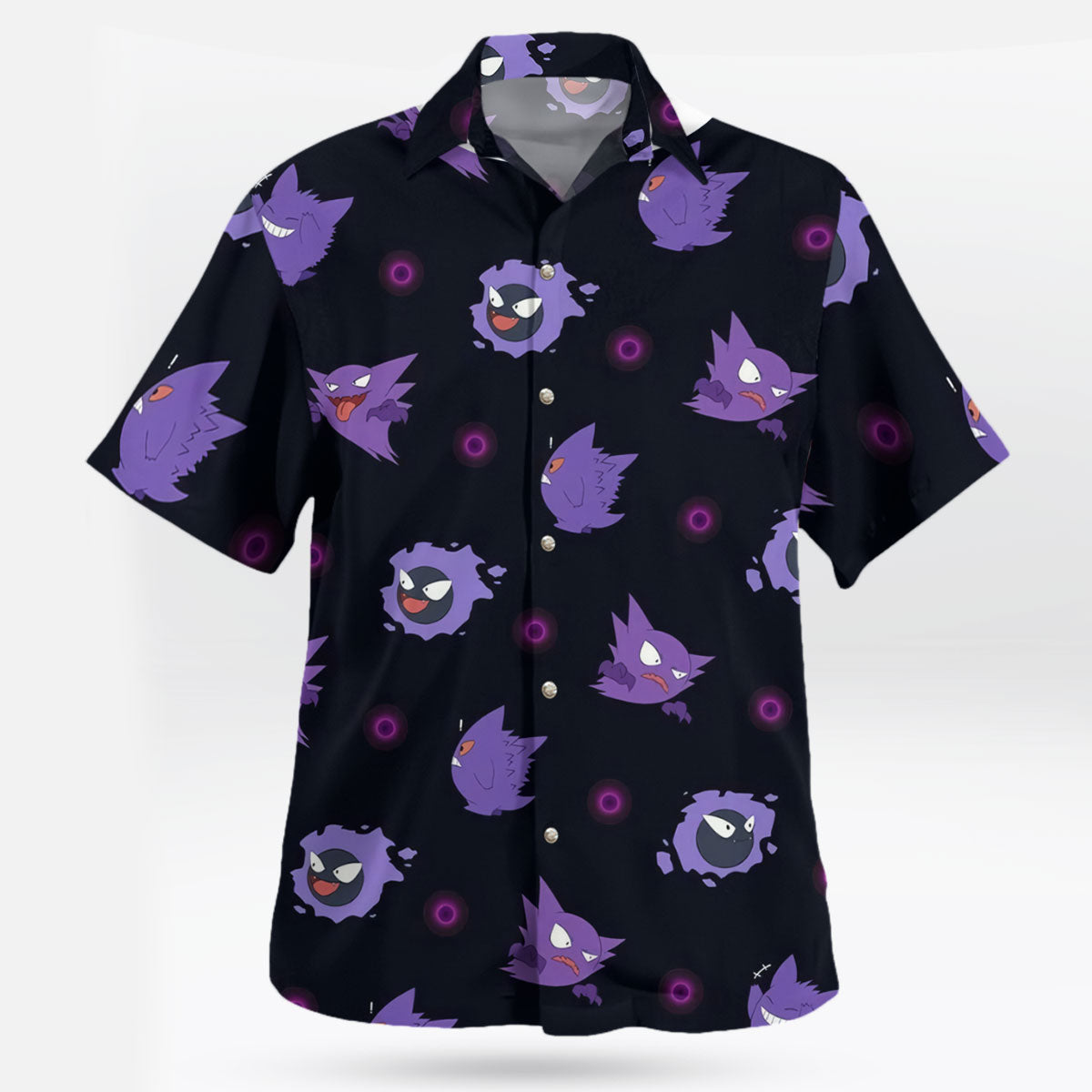 Ghost Creature Anime Button-Up Hawaiian Shirt