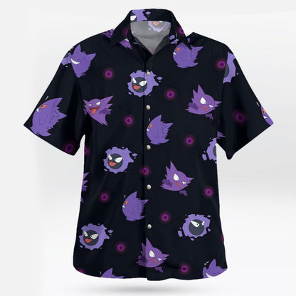 Ghost Creature Anime Button-Up Hawaiian Shirt