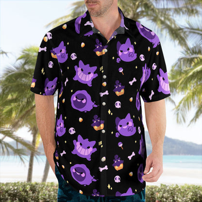 Halloween Creature Button-Up Hawaiian Shirt