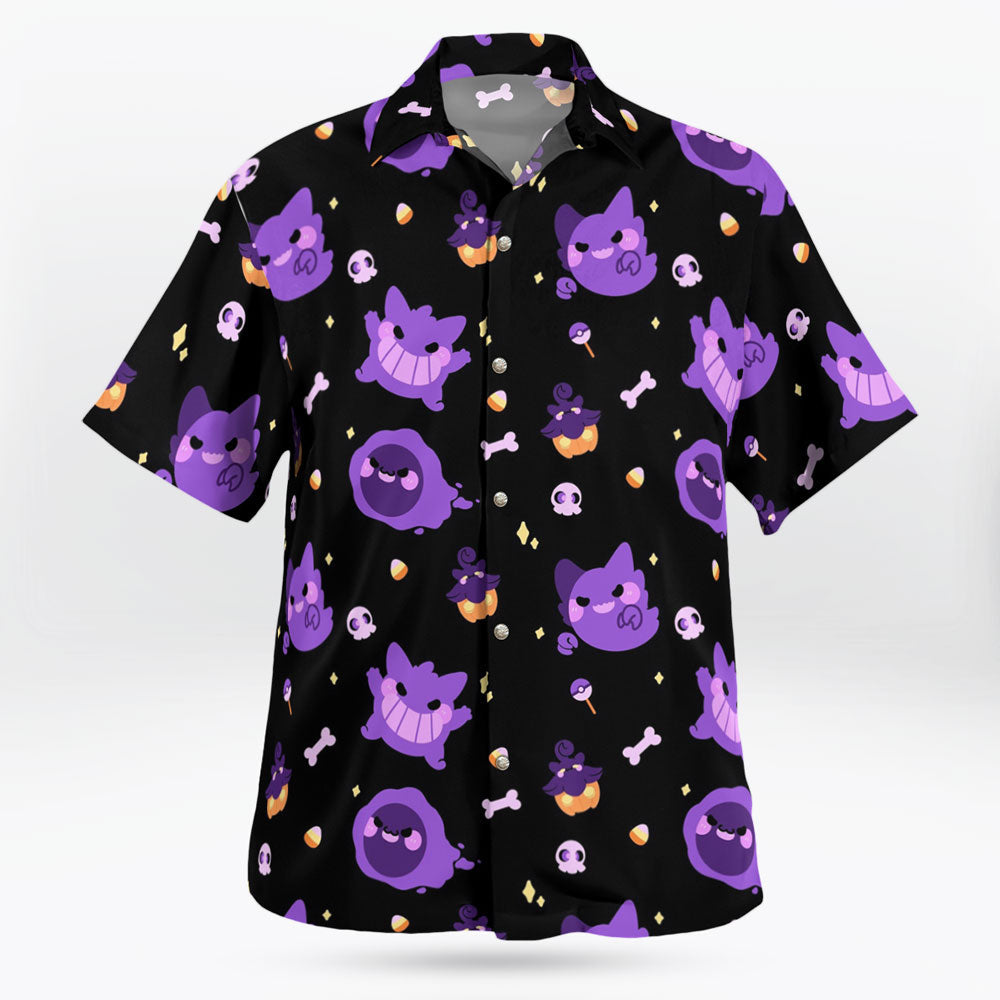Pokemon Halloween Hawaiian Shirt- Men Pokemon Button Up Shirt