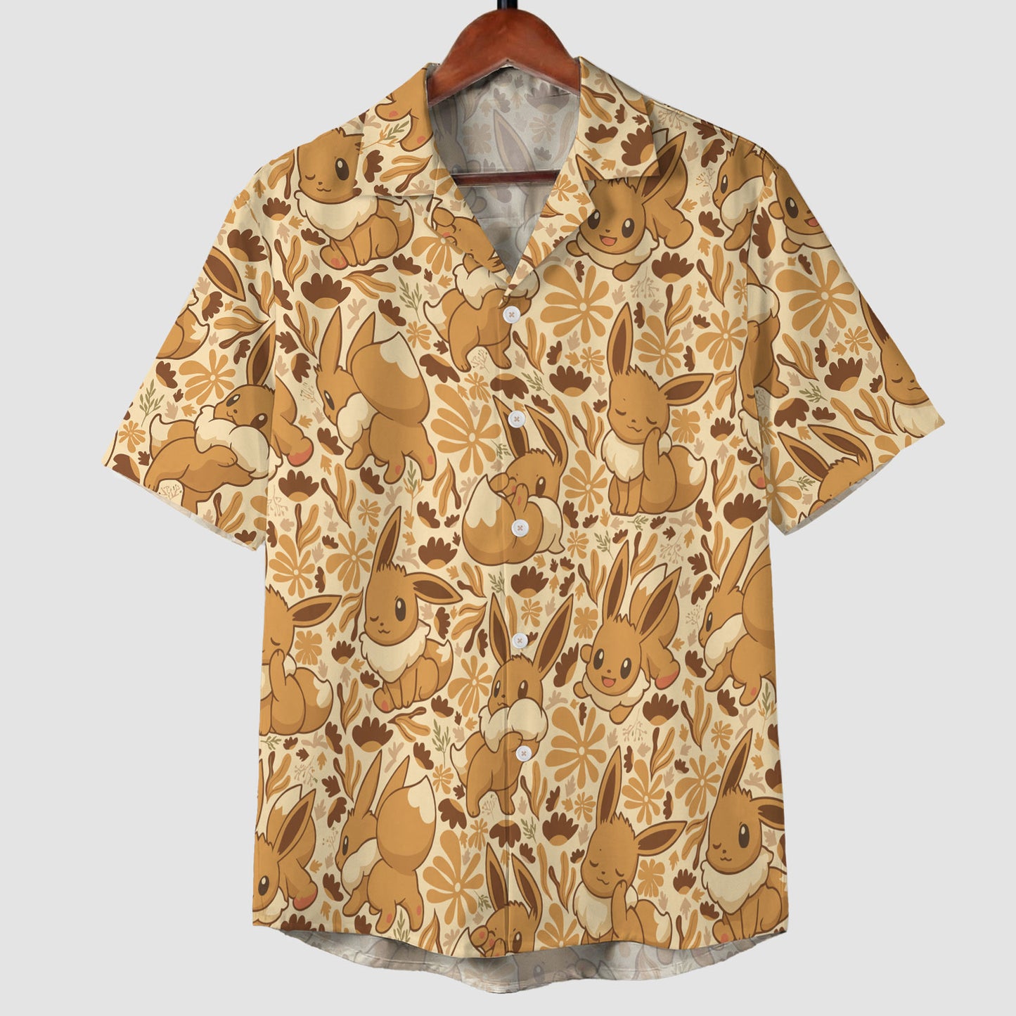 Anime Eevee Autumn Floral Kawaii Hawaiian Shirt