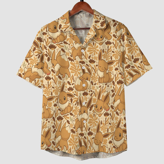 Anime Eevee Autumn Floral Kawaii Hawaiian Shirt