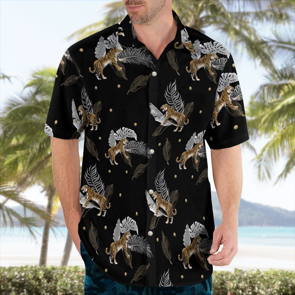 Tiger Palm Leaf Hawaiian Shirts