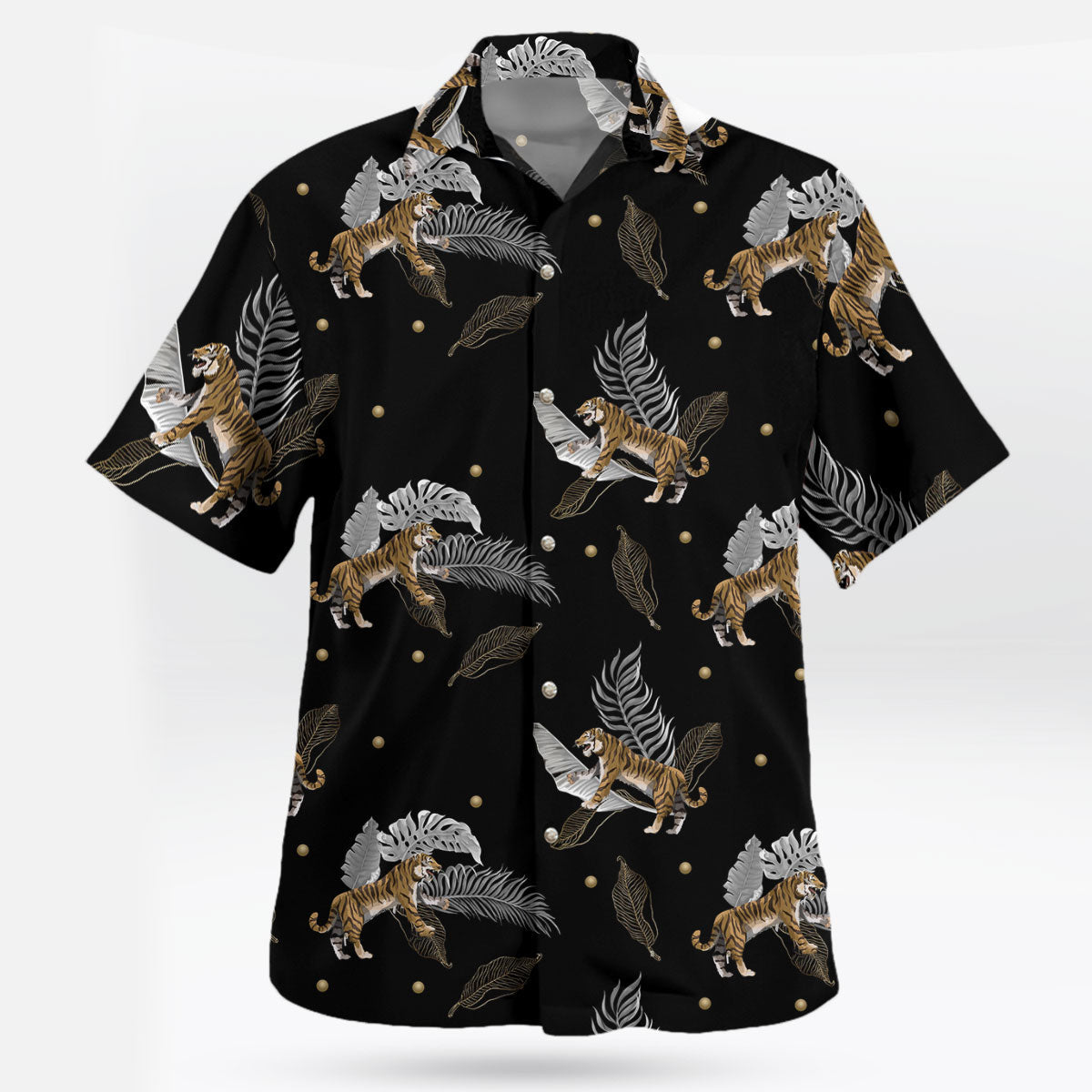 Tiger Palm Leaf Hawaiian Shirts