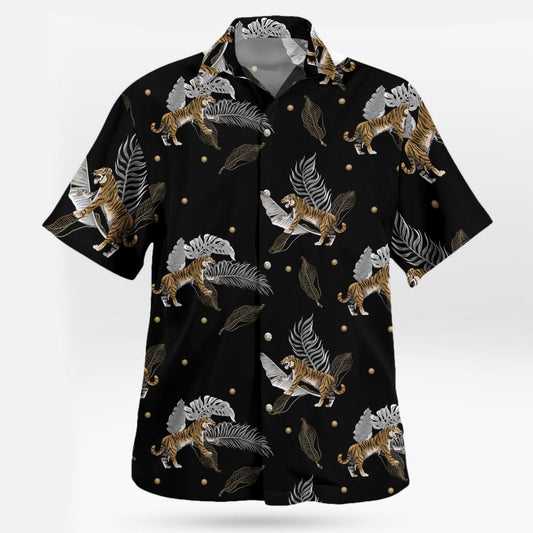 Tiger Palm Leaf Hawaiian Shirts