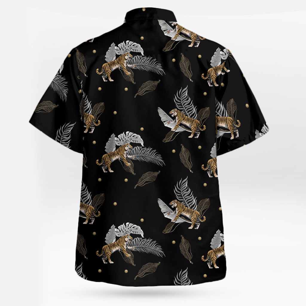 Tiger Palm Leaf Hawaiian Shirts