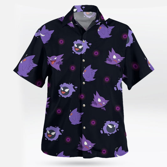 Gengar Evolution Hawaiian Shirt Tropical Ghost Vibes