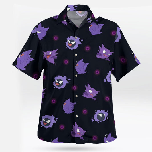 Gengar Evolution Hawaiian Shirt Tropical Ghost Vibes