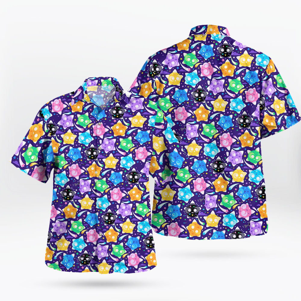 Cosmic Spirit Pattern Button-Up Hawaiian Shirt