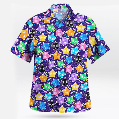 Minior Spirit Hawaiian Shirt Cosmic Pattern Button Up for Pokemon Fans