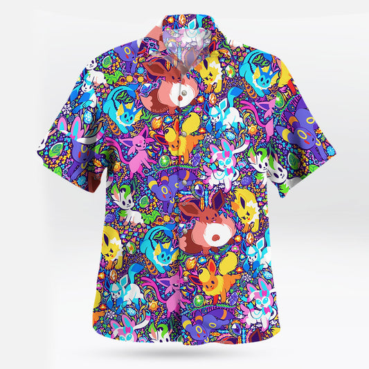 Eevee Evolutions Hawaiian Shirt Tropical Pokemon Style