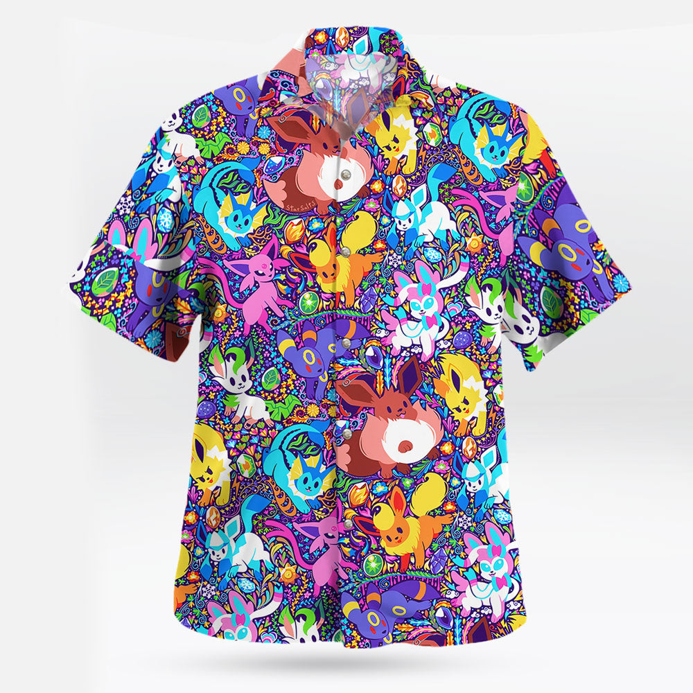 Eevee Evolutions Hawaiian Shirt Tropical Pokemon Style