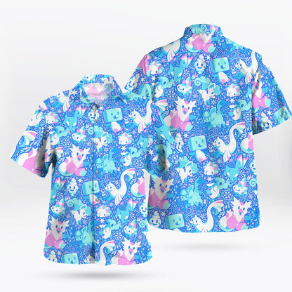 Aurora Beam Hawaiian Shirt Light Blue Cosmic Vibes